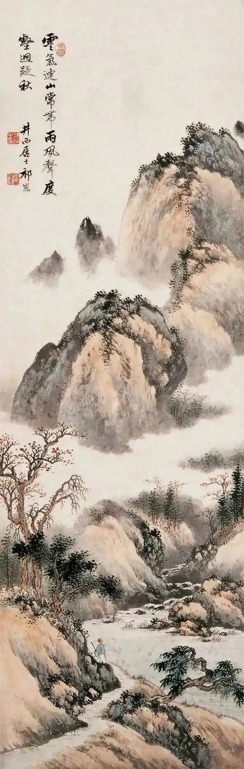 祁崑 山水画,笔法细腻一丝不苟