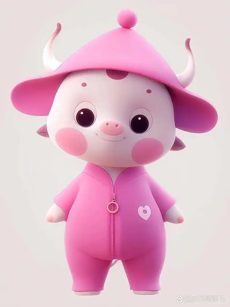 粉色卡通小奶牛
