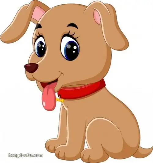 11只可爱的卡通小狗简笔画-红豆饭小学生简笔画大全