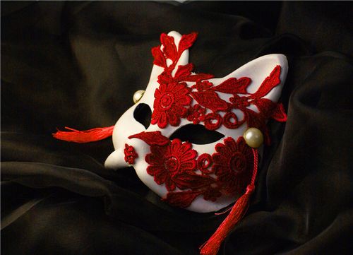 女人化妆舞会狐狸猫女日本和风假面罩猫脸cosplay二次元动漫面具