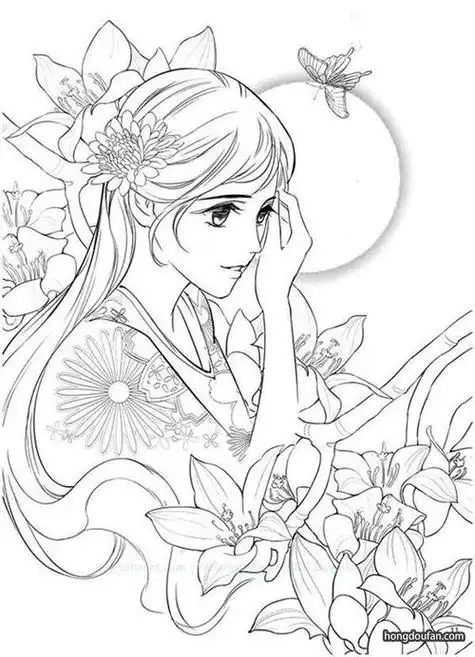 简笔画涂色的公主