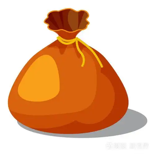 袋子与硬币, 卡通样式例证在白色背景, 隔绝