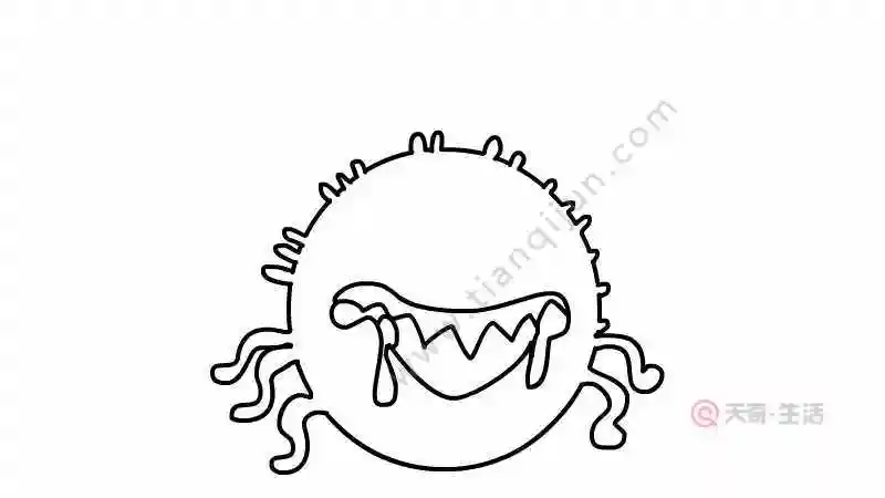 新型冠状病毒简笔画画法步骤图片