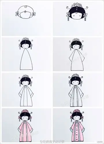 手绘教程——中国娃娃简笔画教程合集