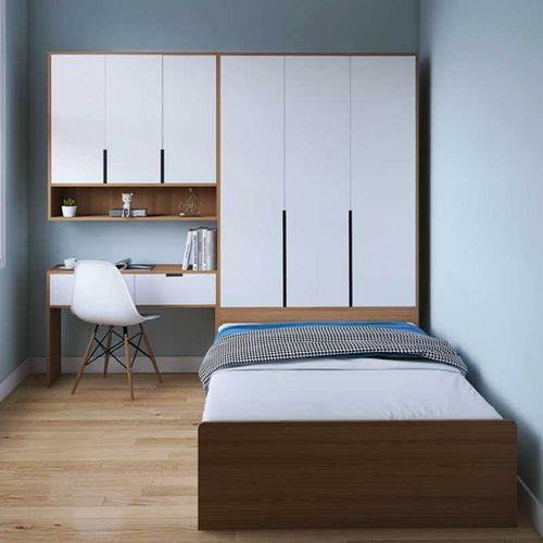 榻榻米床头衣柜书桌一体简约小户型卧室靠墙实木板式木箱塌塌米