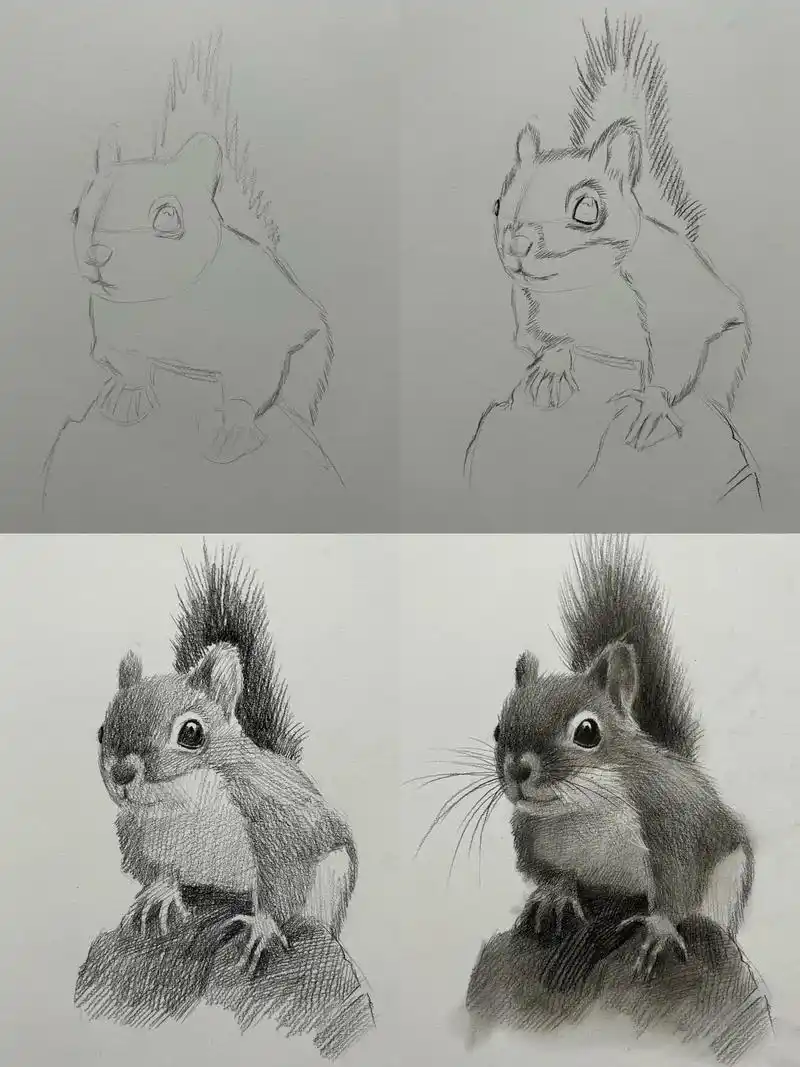 素描动物 可爱松鼠9715.