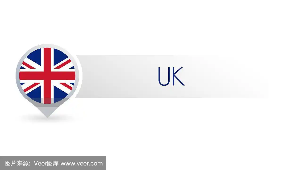 英国国旗.英国和大不列颠的圆旗按钮在地图上标记形状.