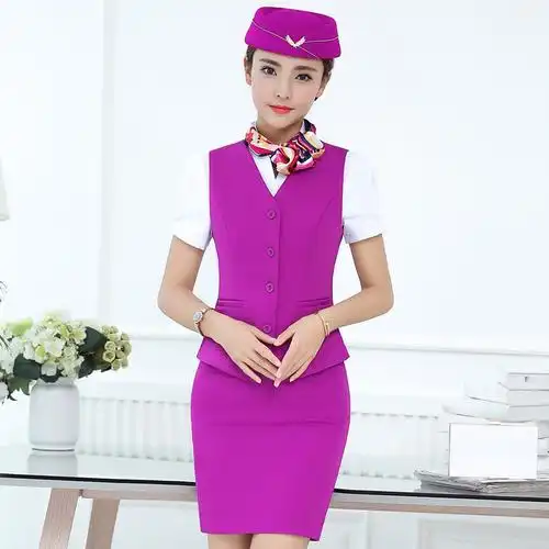 空姐制服职业套装女夏装短袖时尚马甲三件套白领银行酒店ol工作服