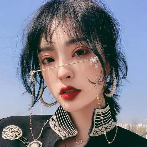 心墨染新品金丝眼镜链子个性潮人装饰眼镜女复古带链条下半框吊坠眼镜