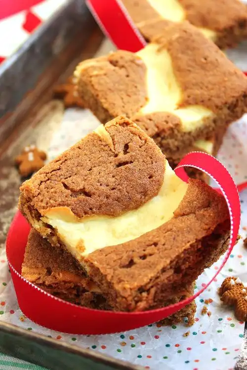 gingerbread blondies with meyer lemon cream cheese swirl
