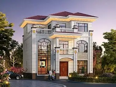 11x10米新款三层农村别墅设计图乡村房屋效果图带堂屋