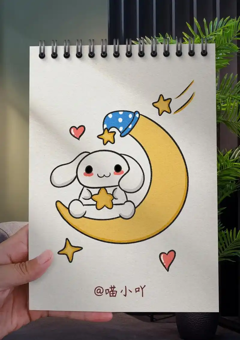 坐在月亮上的小兔子来啦,可可爱爱的,粉粉们快跟 - 抖音
