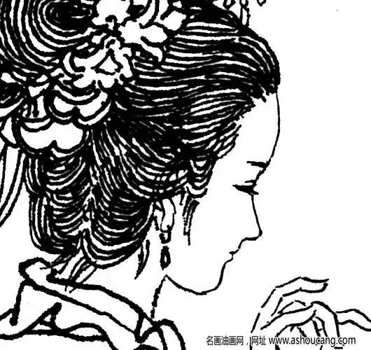 九天玄女白描图片高清下载-名画油画网