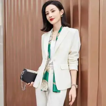 特洛曼白色西装套装女秋冬干练通勤ol职业装女装显瘦正装面试工作装