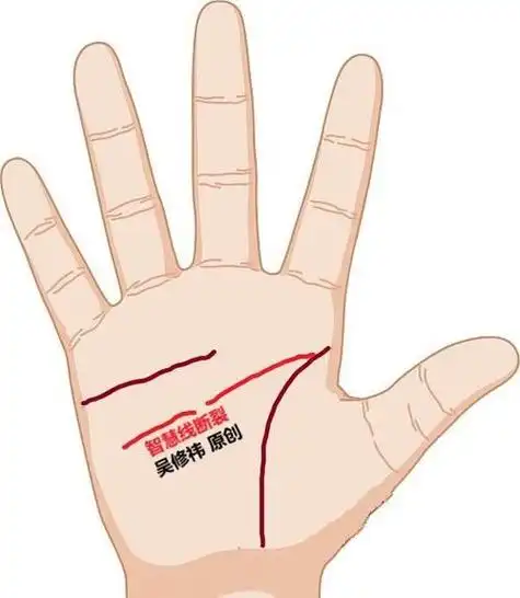 智慧纹有很多分叉智慧线末端分叉,纹理相等:此手相的热性格不稳定