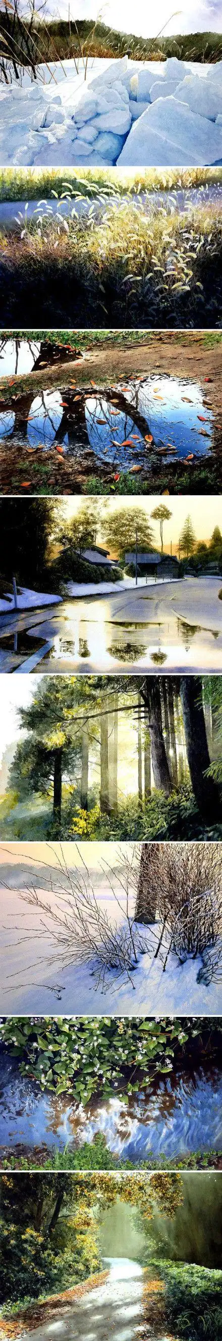 自然幽美的水彩风景.作者:日本画家安倍晋三俊.