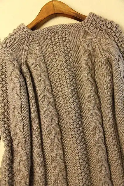 欧美7条毛加厚重磅纯羊绒衫手工毛衣编织花样5000套头女式