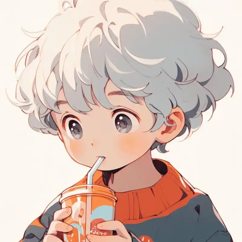 男生头像 | 喝奶茶的小男孩