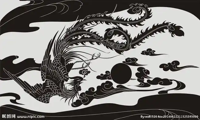 凤凰祥云日月同辉