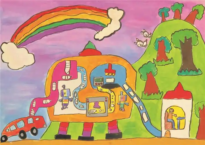 优秀儿童获奖科幻画《塑膠造紙機》欣赏