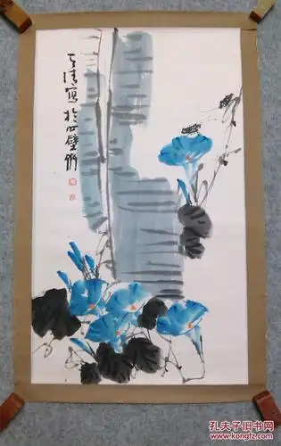 四川著名画家国画花鸟画牵牛老镜心