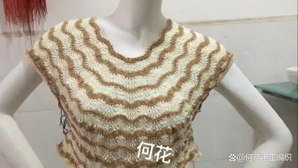 双色凤尾花编织的毛衣