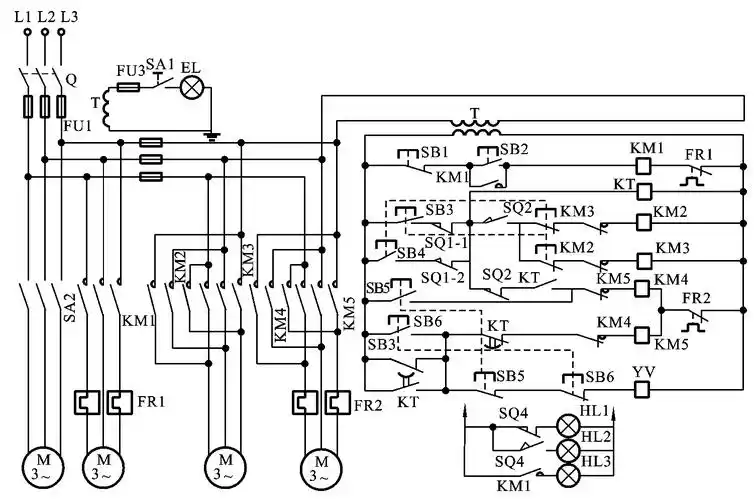 图2-3所示为z3040摇臂钻床的电气控制原理图.2.3.