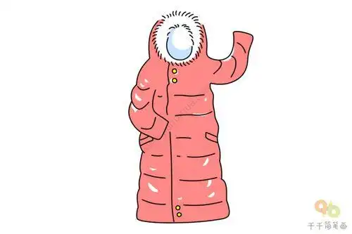 卡通羽绒服简笔画彩色