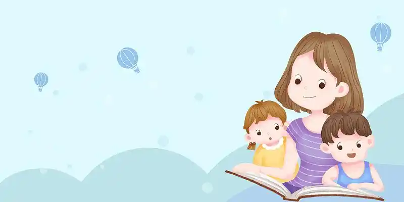 蓝色卡通唯美母亲节活动展板背景母亲节背景