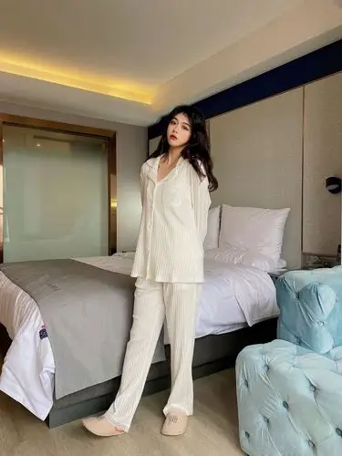 坑条莫代尔拼接蕾丝爱心刺绣性感妩媚四级可穿女士睡衣四件套批发