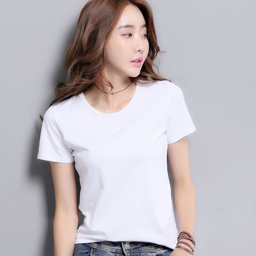 白色t恤女短袖纯棉修身打底衫2021夏季新款黑色半袖女士内搭上衣t