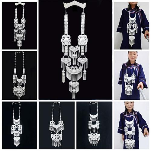 彝族银饰项链饰品帽子首饰项圈流苏侗族民族苗族传统苗银节日头饰