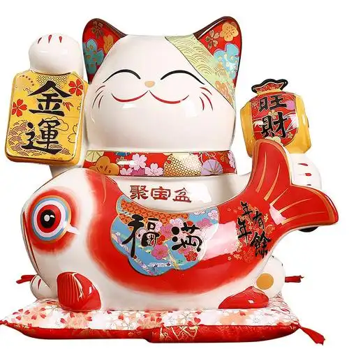 摆件招财猫金运旺运旺财福聚宝盆存钱客厅装饰乔迁招财猫