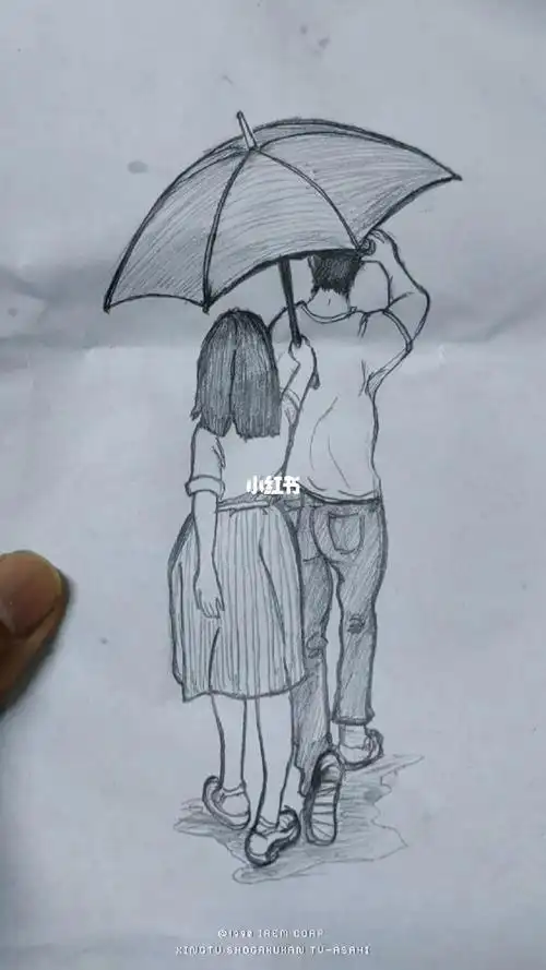 把回忆画成画吧#畫畫  #雨天  #遇见你  #撑伞