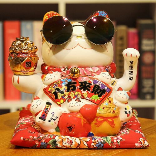 豪戴航摇手招财猫摆件开业礼品招财店铺大小号家居客厅招手zp 摇手款
