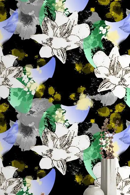 时尚艺术花卉四方连续壁纸墙布图片素材(其他格式)免费下载_现代简约