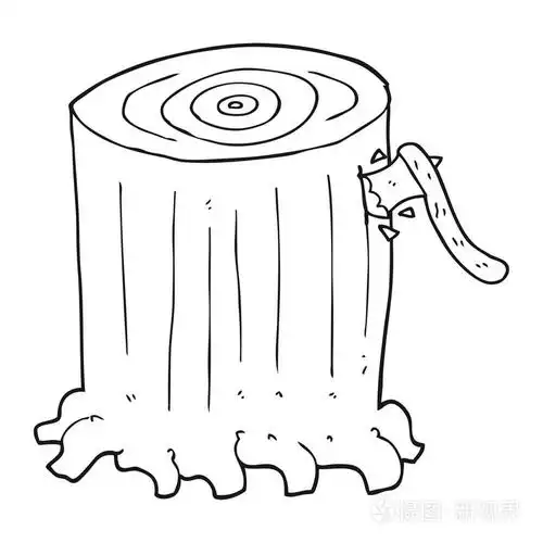 黑色和白色卡通大树桩插画-正版商用图片1mh91e-摄图新视界