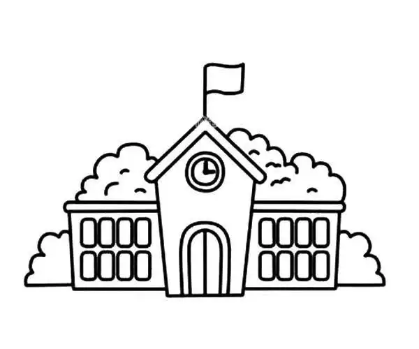 学校怎么画学校简笔画步骤图如何画学校简笔画-图8学校教学楼简笔画