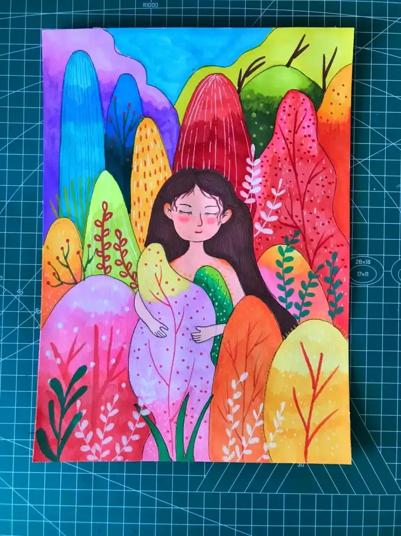 春天里的颜色#创意美术美术 #画画 #春天里 @抖音热点 @ - 抖音