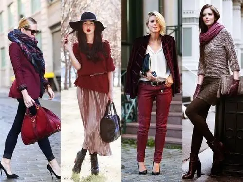 显轻熟!酒红色这样搭,越品越有女人味