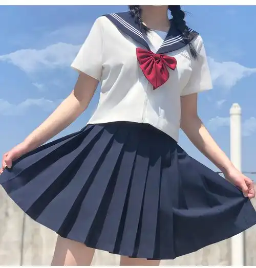 【】jk女装大佬jk制服裙正版女装大佬白短袖cos水手服学院风长裙套装