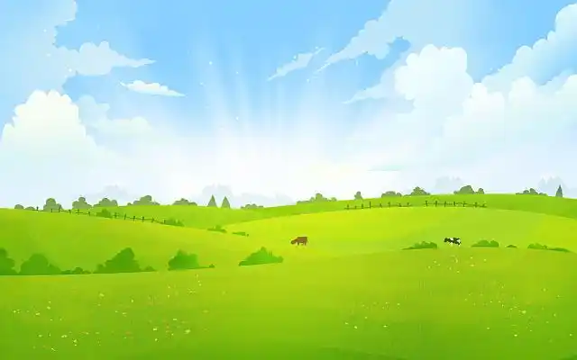 图绿色背景绿色绿地草坪草地草皮海报背景图手绘卡通风景草地天空插画