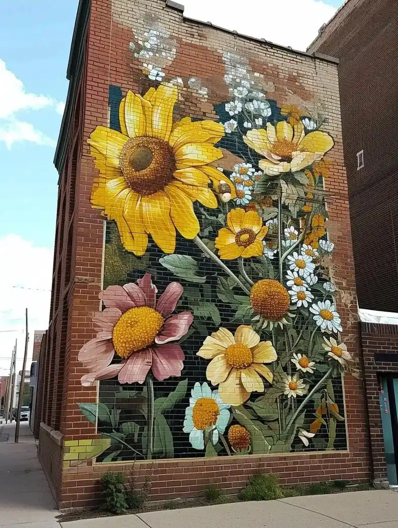 探寻阳光的色彩,创意园的向日葵墙绘大片.大家好,我是创意园的 - 抖音