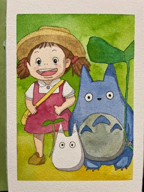水彩画宫崎骏龙猫