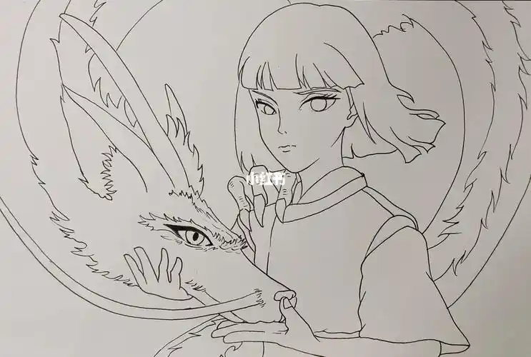 动漫手绘100天打卡day14千与千寻白龙