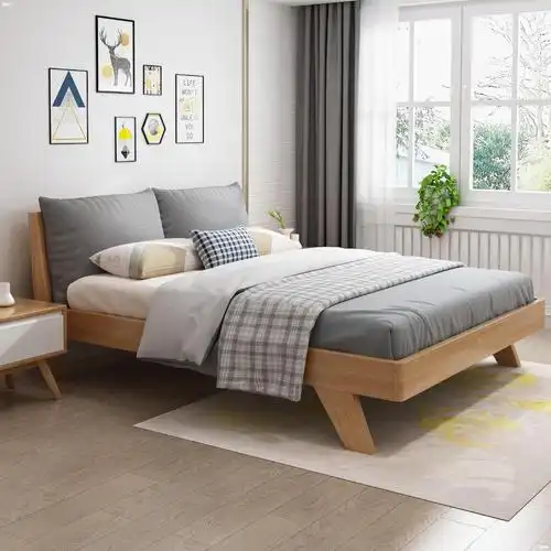 加厚实木床北欧现代简约1.5米日式双人榻榻米主卧1.8经济型软靠床