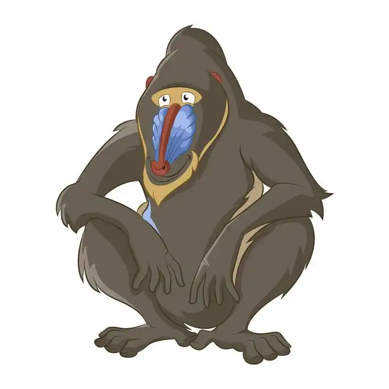 狒狒,可爱的卡通智慧狒狒的矢量图像