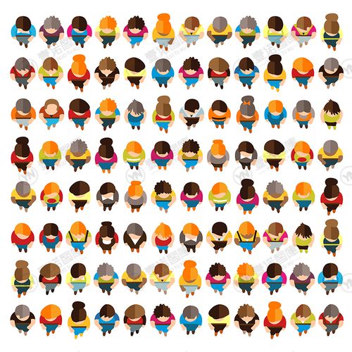 人物卡通卡通人俯视头顶矢量素材扁平化顶部插图设计素材