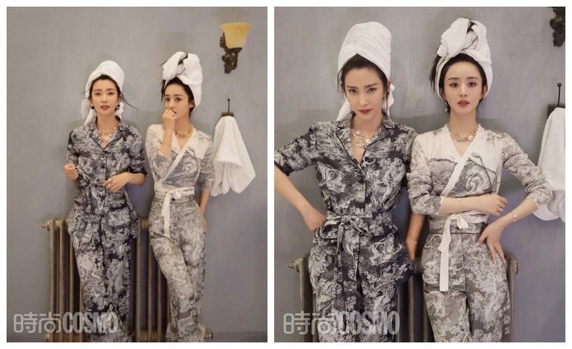 相差15岁的李冰冰和赵丽颖神仙同框拍摄合体封面好少女太养眼