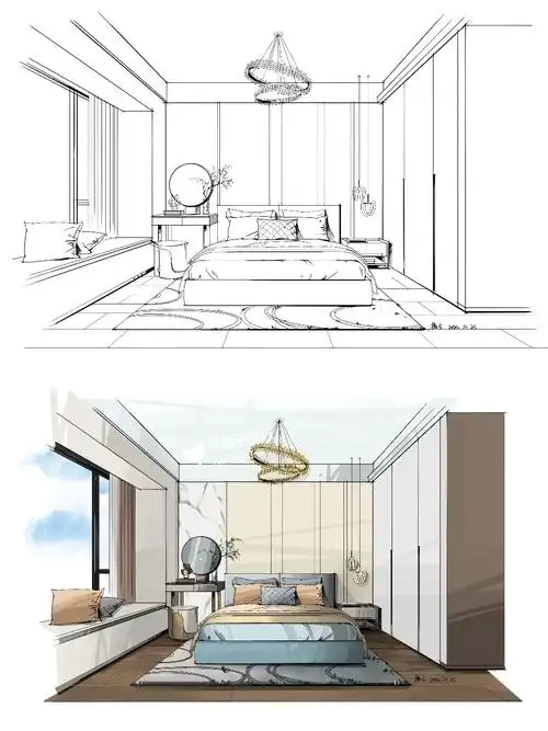 风格:现代一点透视#画画的日常  #室内设计  #手绘  #环境设计  #效果